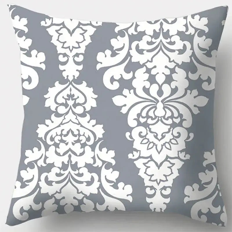 Grey geometry patterned pillow case for living room decor