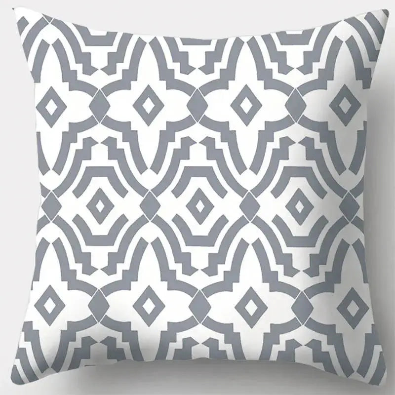 Grey geometry patterned pillow case for living room decor