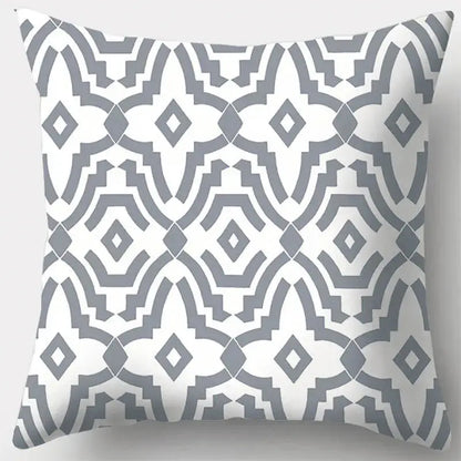 Grey geometry patterned pillow case for living room decor