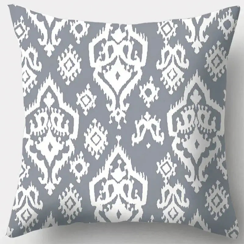 Grey geometry patterned pillow case for living room decor