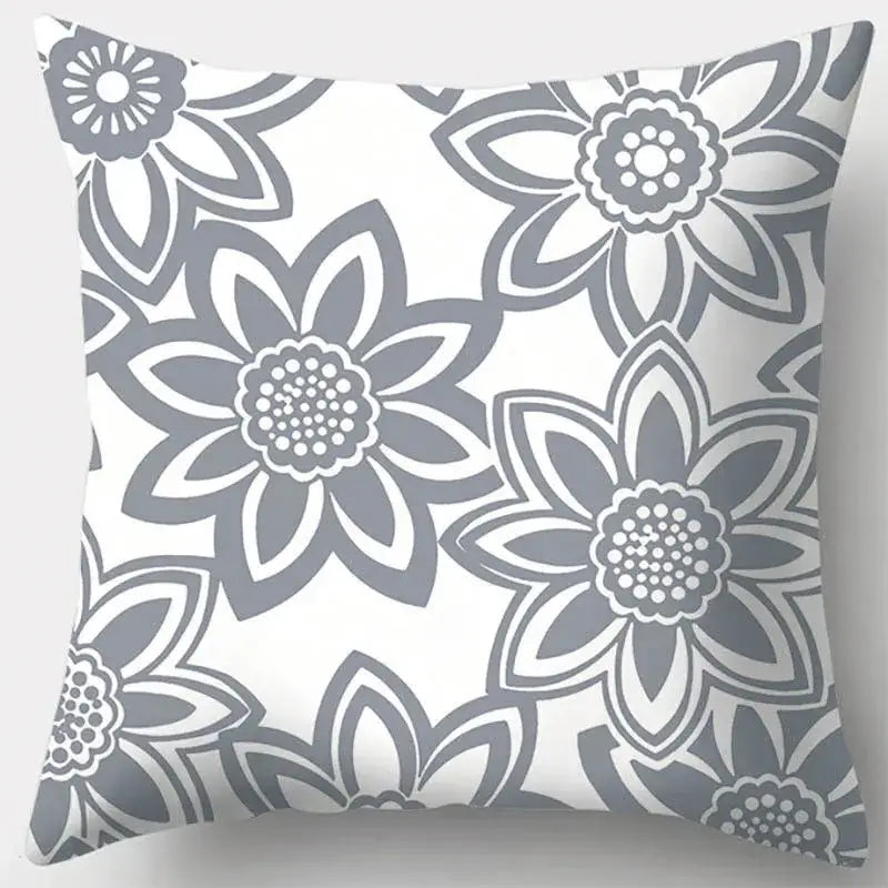 Grey geometry patterned pillow case for living room decor
