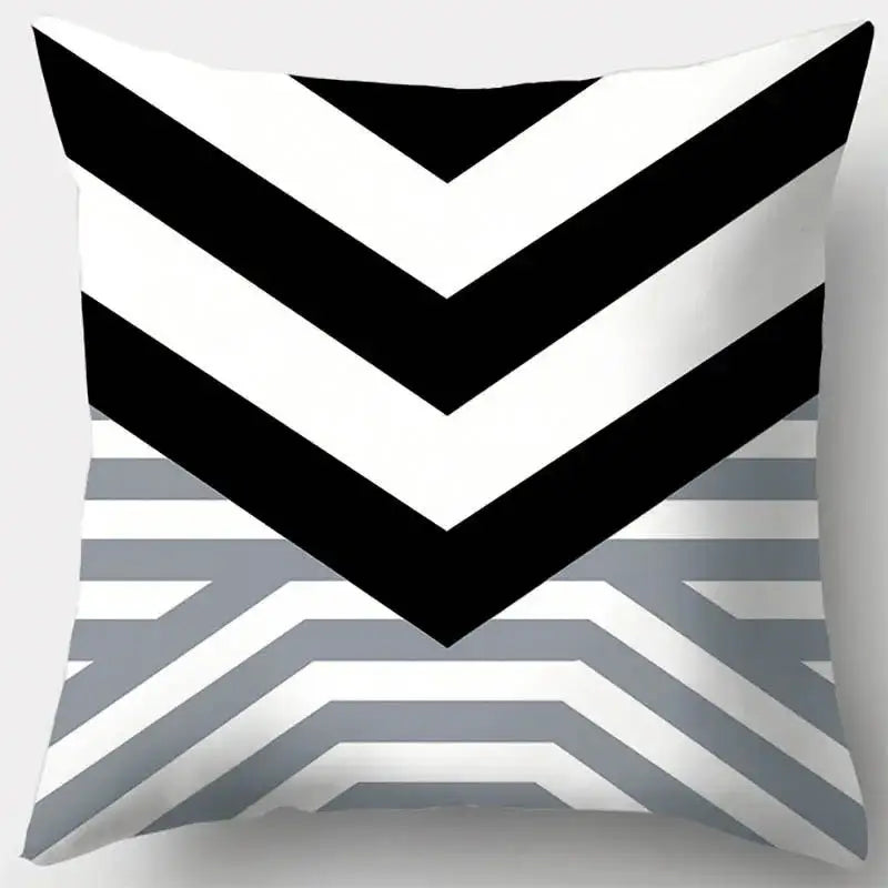 Grey geometry patterned pillow case for living room decor