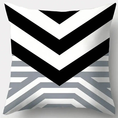 Grey geometry patterned pillow case for living room decor