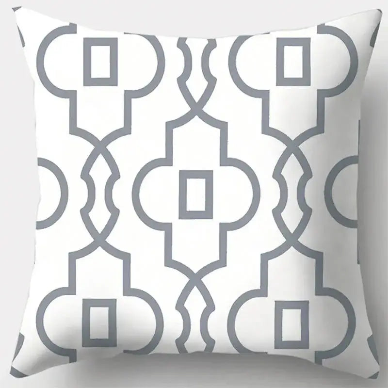 Grey geometry patterned pillow case for living room decor