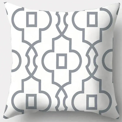 Grey geometry patterned pillow case for living room decor