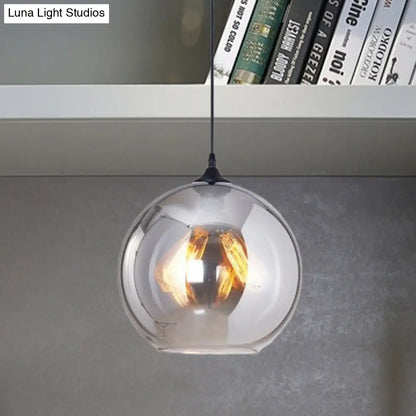 DecorBites™ Grey Glass Industrial Pendant Light with Black Fixture for Indoor Use