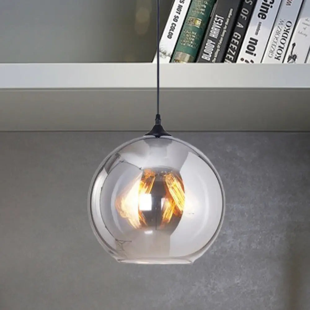 DecorBites™ Grey Glass Industrial Pendant Light with Black Fixture for Indoor Use
