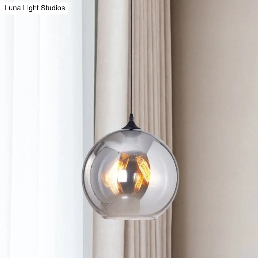 DecorBites™ Grey Glass Industrial Pendant Light with Black Fixture for Indoor Use