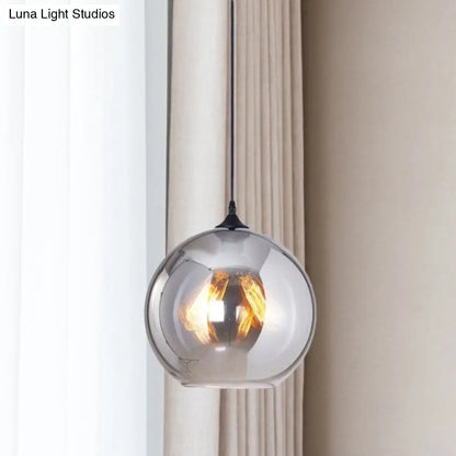 DecorBites™ Grey Glass Industrial Pendant Light with Black Fixture for Indoor Use