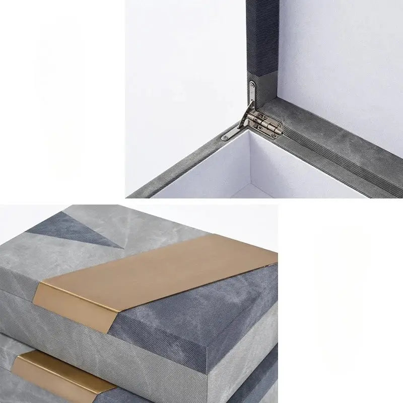 Grey marble pattern leather jewelry container bedroom desktop organizer