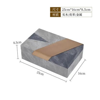 Grey marble pattern leather jewelry container bedroom desktop organizer