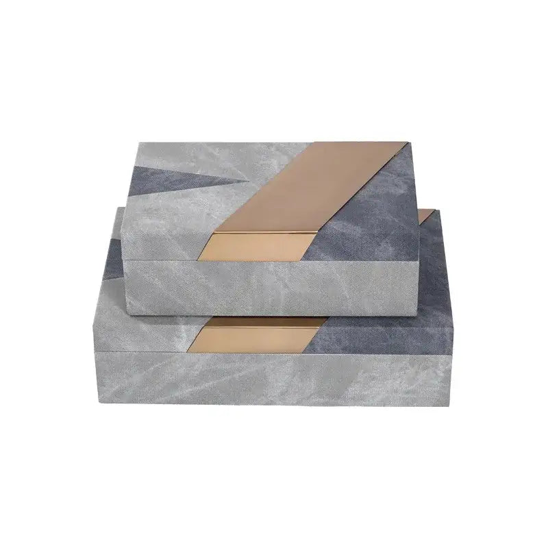Grey marble pattern leather jewelry container bedroom desktop organizer