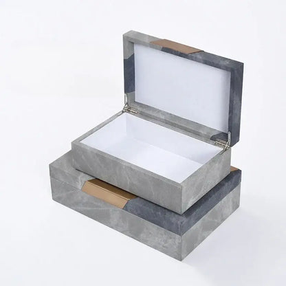 Grey marble pattern leather jewelry container bedroom desktop organizer