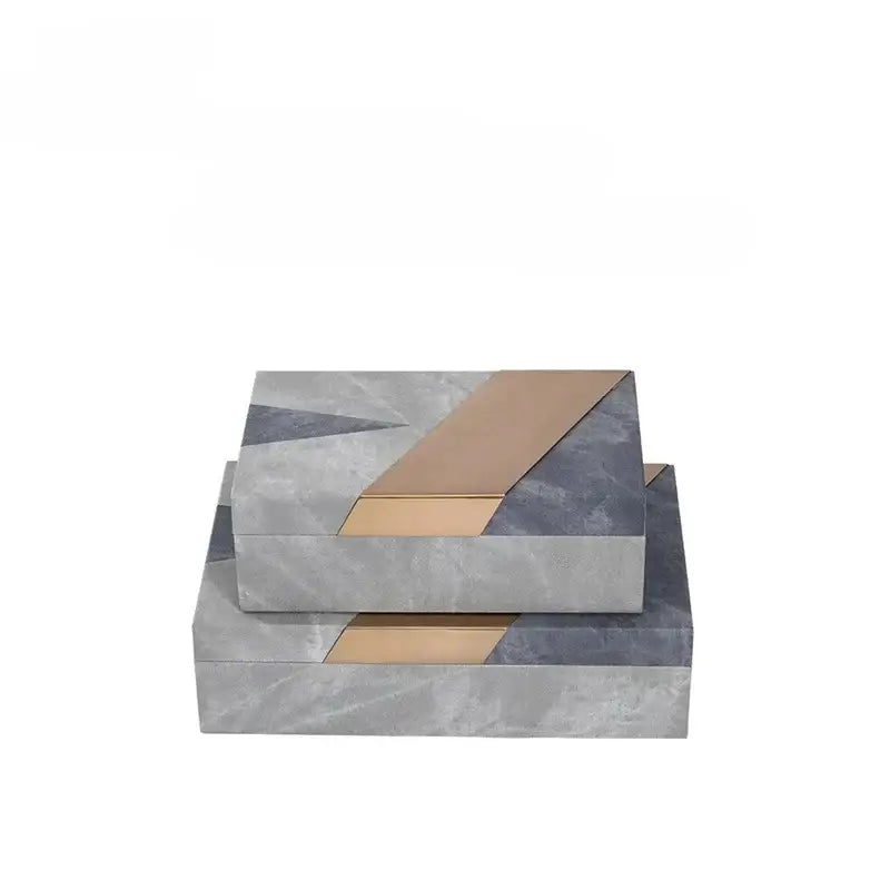 Grey marble pattern leather jewelry container bedroom desktop organizer