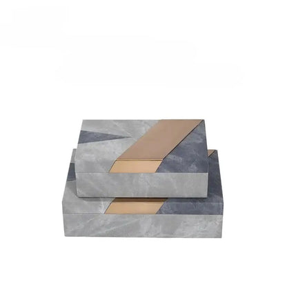Grey marble pattern leather jewelry container bedroom desktop organizer