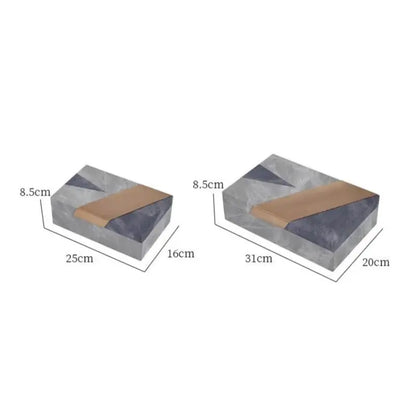 Grey marble pattern leather jewelry container bedroom desktop organizer