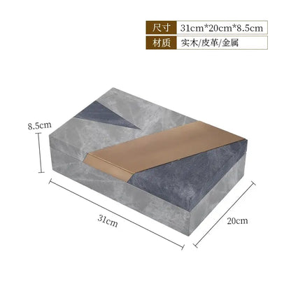 Grey marble pattern leather jewelry container bedroom desktop organizer