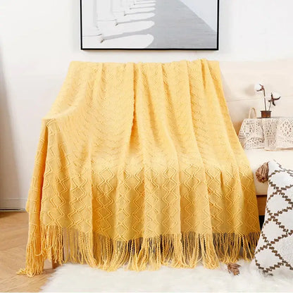 Grey nordic waffle knit blanket bedroom textured throw