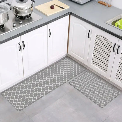 Grey plaid kitchen rug – gray & white quatrefoil doormat