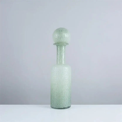 Grey round glass vase set with hammer lid stoppers living room
