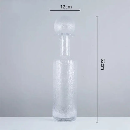 Grey round glass vase set with hammer lid stoppers living room
