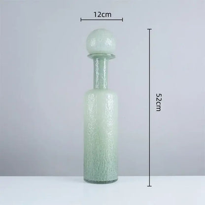 Grey round glass vase set with hammer lid stoppers living room