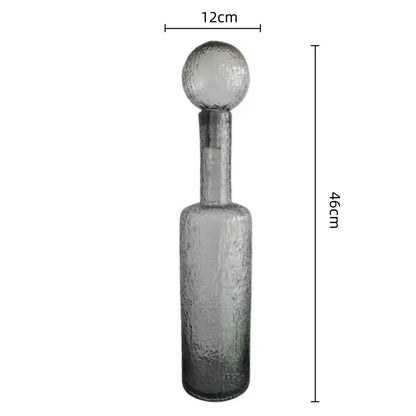 Grey round glass vase set with hammer lid stoppers living room