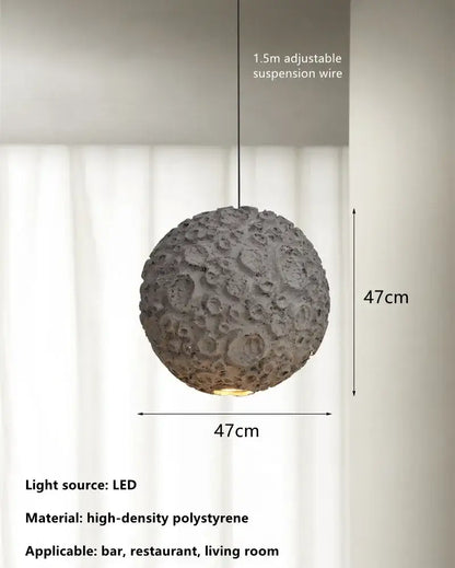 Grey wabi sabi chandelier moon textured pendant light for living room