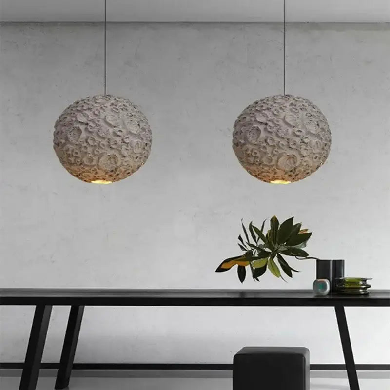 Grey wabi sabi chandelier moon textured pendant light for living room