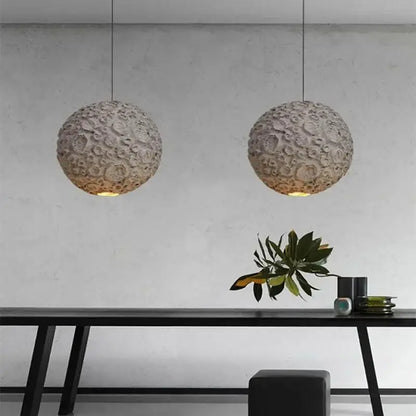 Grey wabi sabi chandelier moon textured pendant light for living room