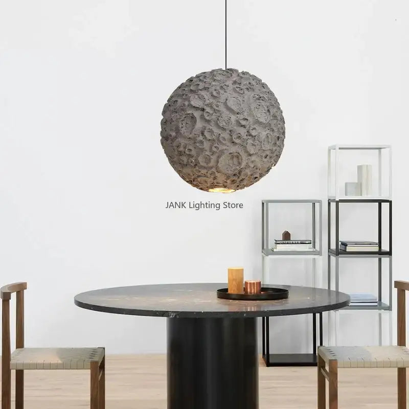 Grey wabi sabi chandelier moon textured pendant light for living room