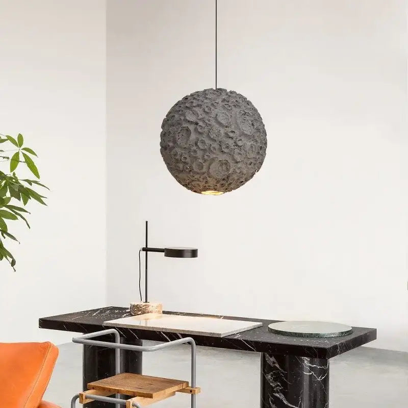 Grey wabi sabi chandelier moon textured pendant light for living room