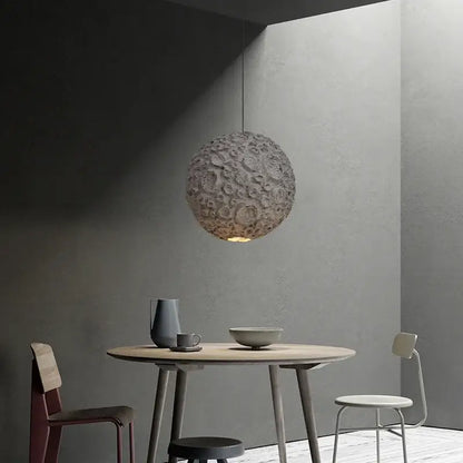 Grey wabi sabi chandelier moon textured pendant light for living room