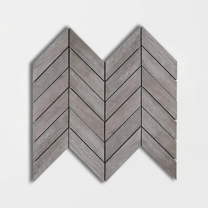 Gris Ardoise Matte Chevron Wood Look Porcelain Mosaics 17x7 3/4