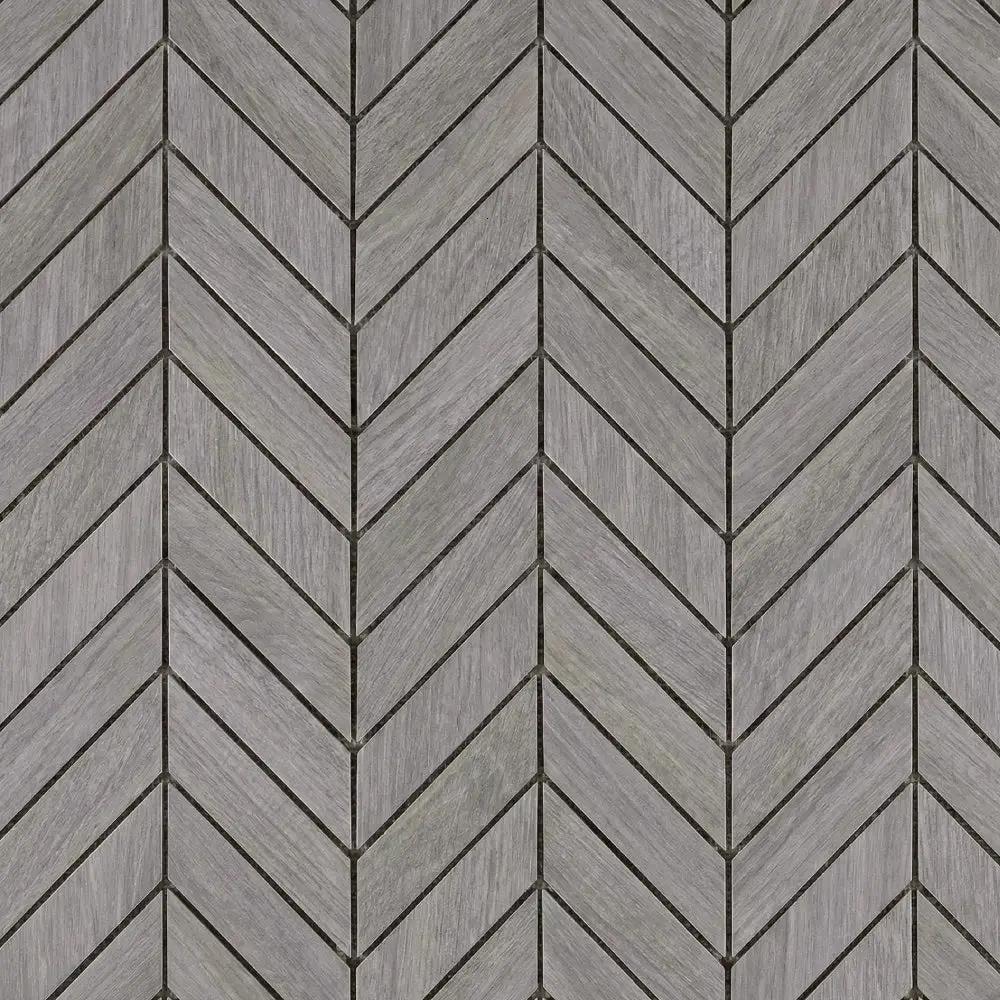 Gris Ardoise Matte Chevron Wood Look Porcelain Mosaics 17x7 3/4