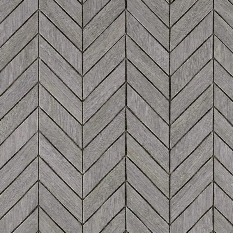 Gris Ardoise Matte Chevron Wood Look Porcelain Mosaics 17x7 3/4