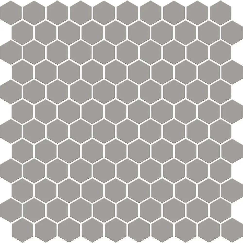 Gris Fonce Matte Hexagon Ceramic Mosaics 12x12