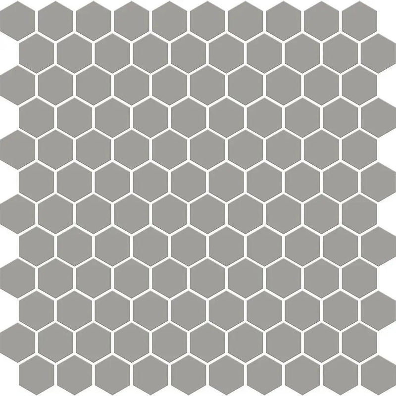 Gris Fonce Matte Hexagon Ceramic Mosaics 12x12