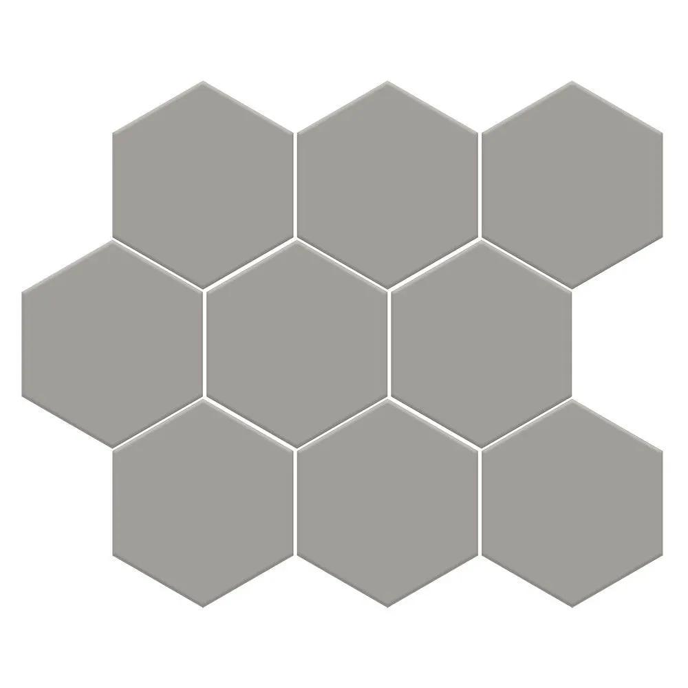 Gris Fonce Matte Midi Hexagon Ceramic Mosaics 8x10