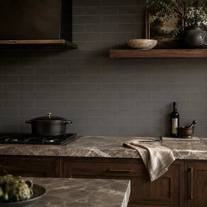 Gris Fonce Matte Subway Ceramic Tiles 4x12