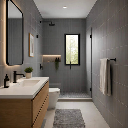 Gris Fonce Matte Subway Ceramic Tiles 4x12