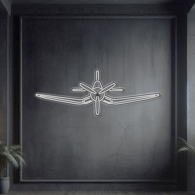 F4-U Corsair Front Metal Neon Aircraft Wall Art - NCN0035, front view
