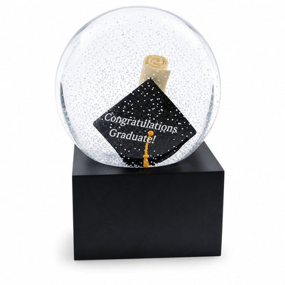 Graduation Hat & Diploma Glass Water Snow Globe