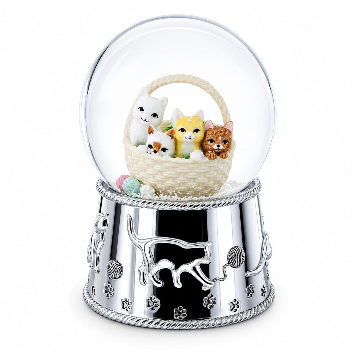 Kittens in a Basket Glass Water Snow Globe