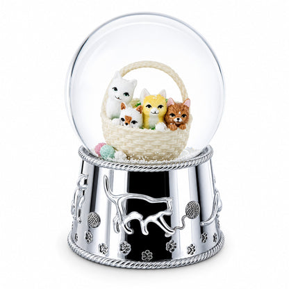Kittens in a Basket Glass Water Snow Globe