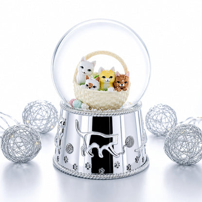 Kittens in a Basket Glass Water Snow Globe