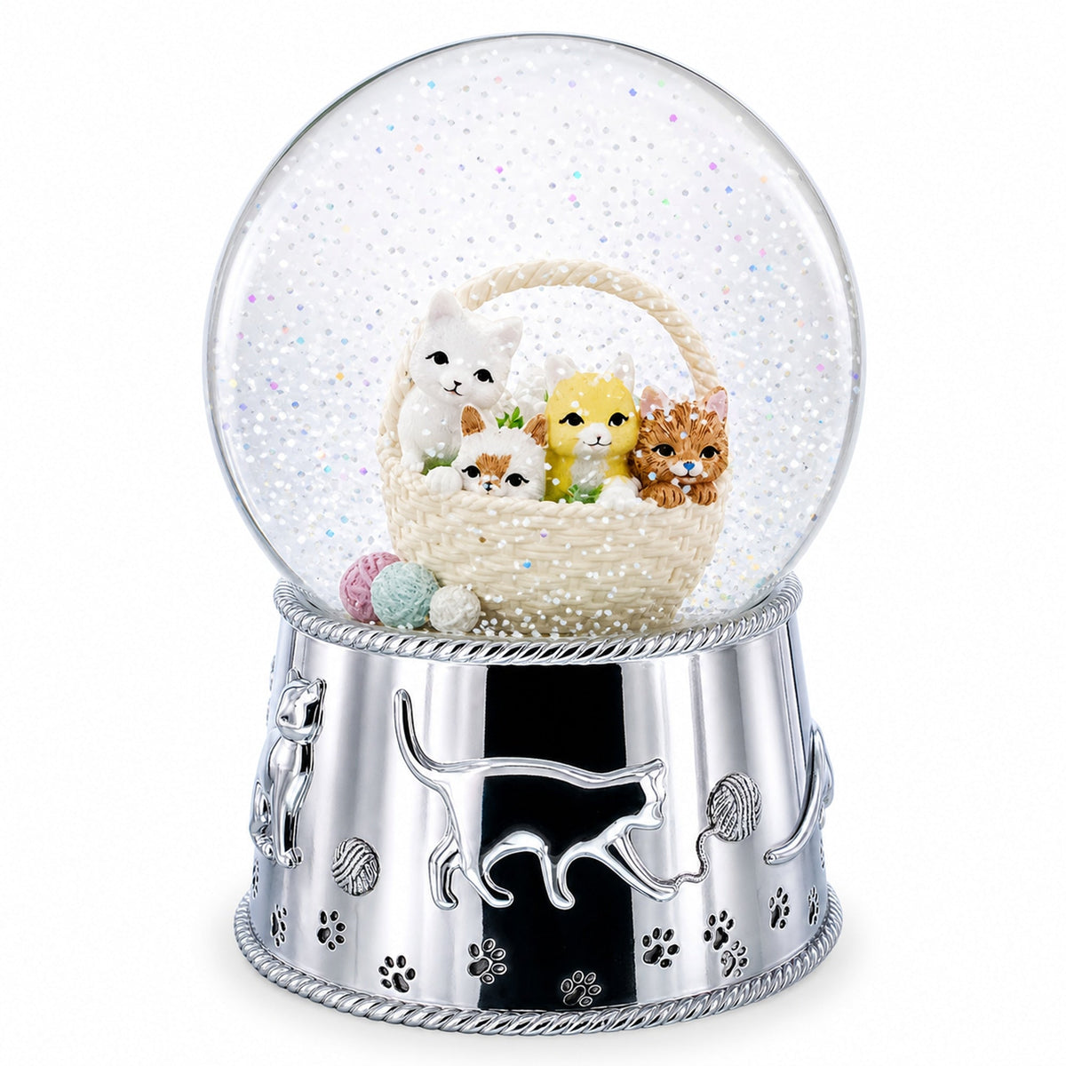 Kittens in a Basket Glass Water Snow Globe