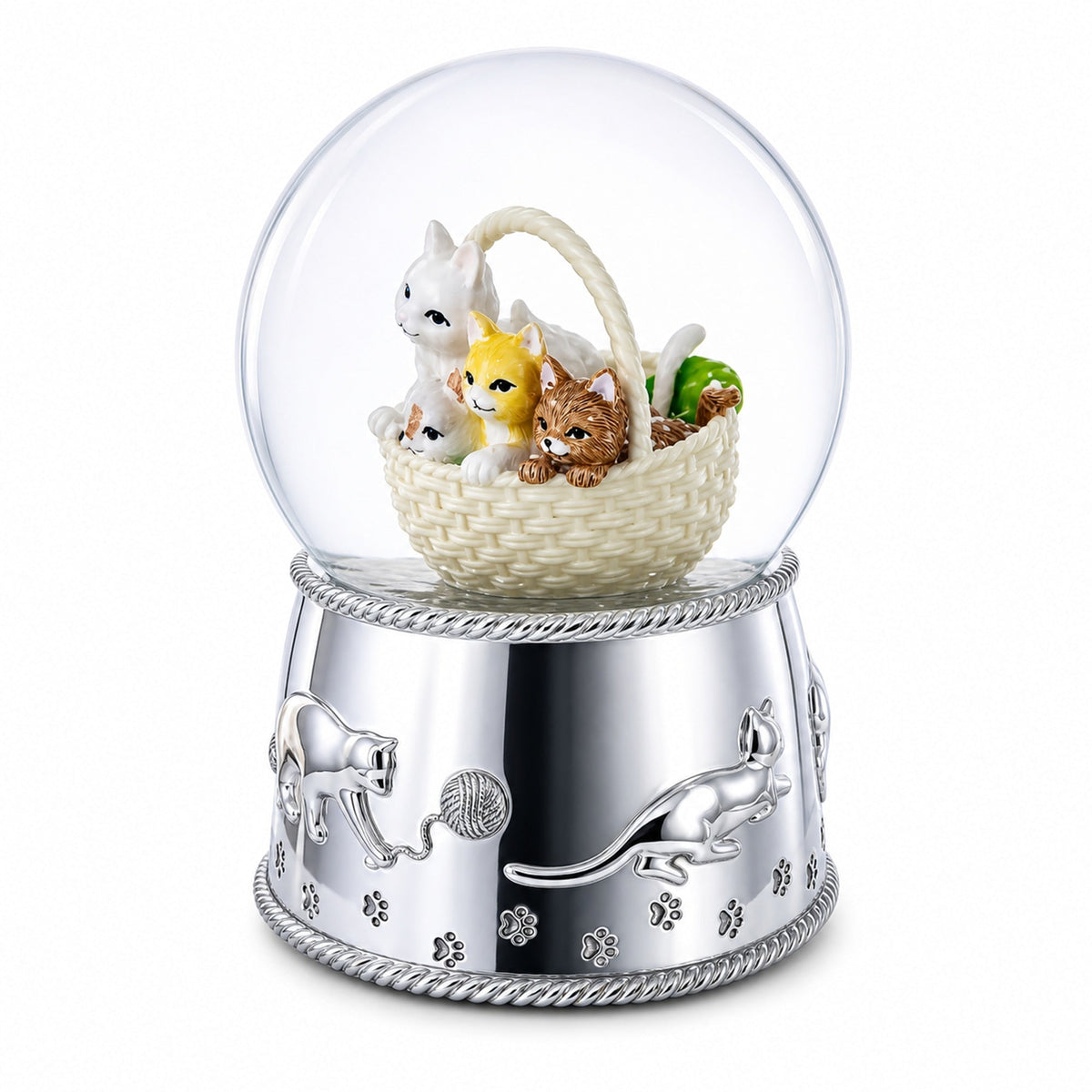 Kittens in a Basket Glass Water Snow Globe
