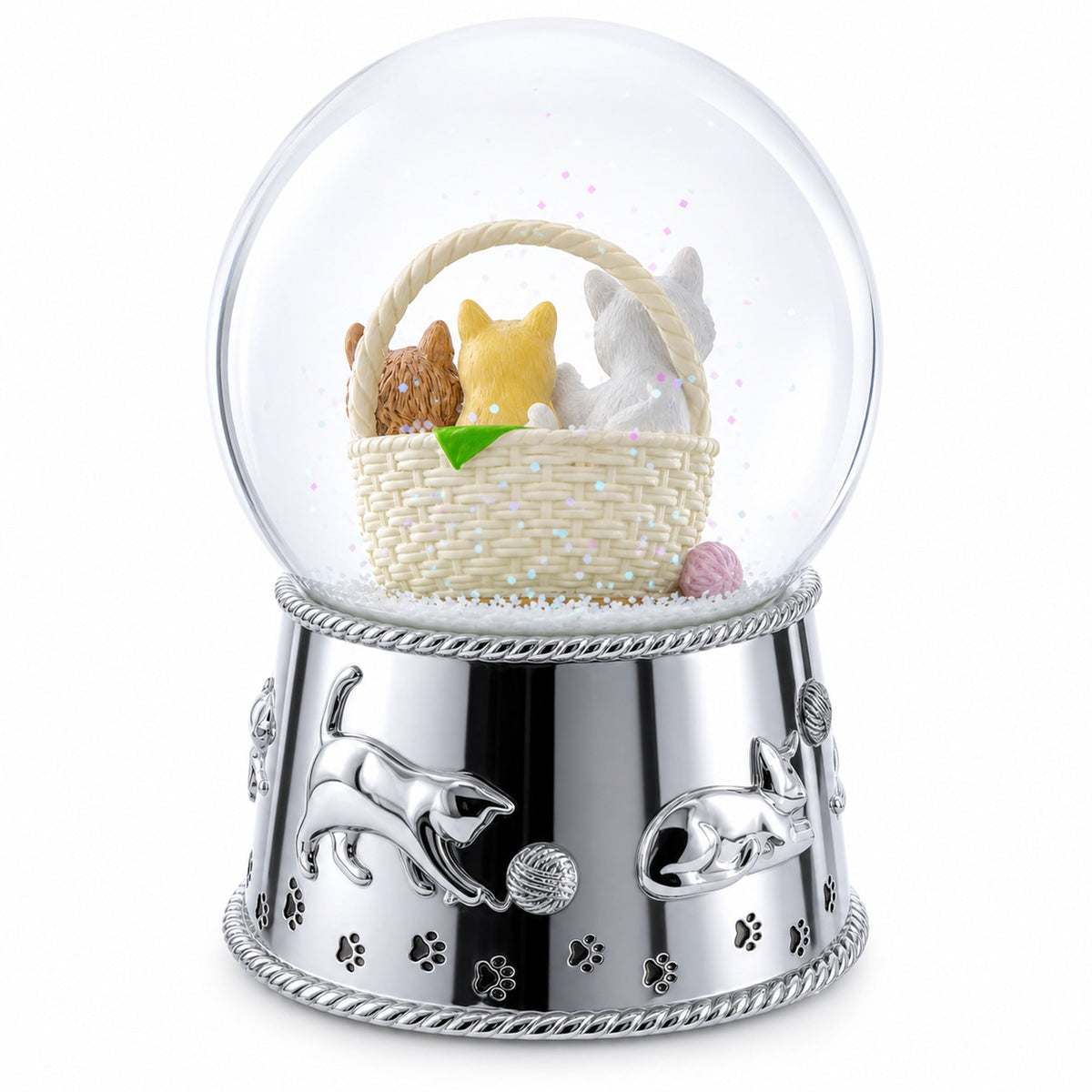 Kittens in a Basket Glass Water Snow Globe