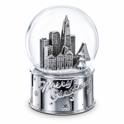 San Francisco Landmarks with Silver Base Glass Water Snow Globe